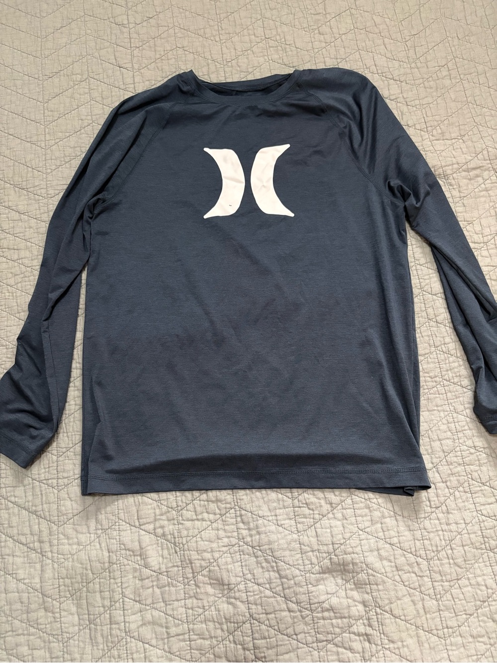 Hurley Rash Guard Long Sleeve Surf Swim Shirt Gray Large